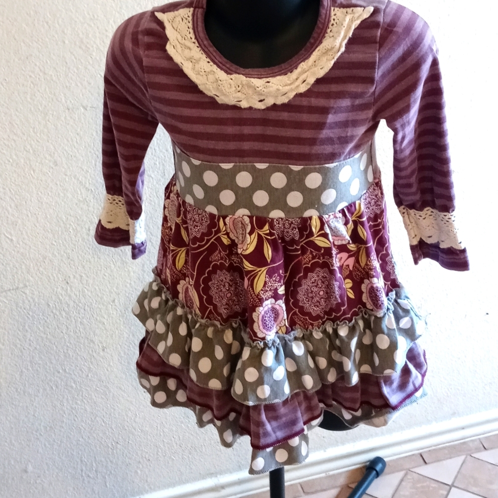 Belababy Girls Boho Hippie Floral & Lace dress